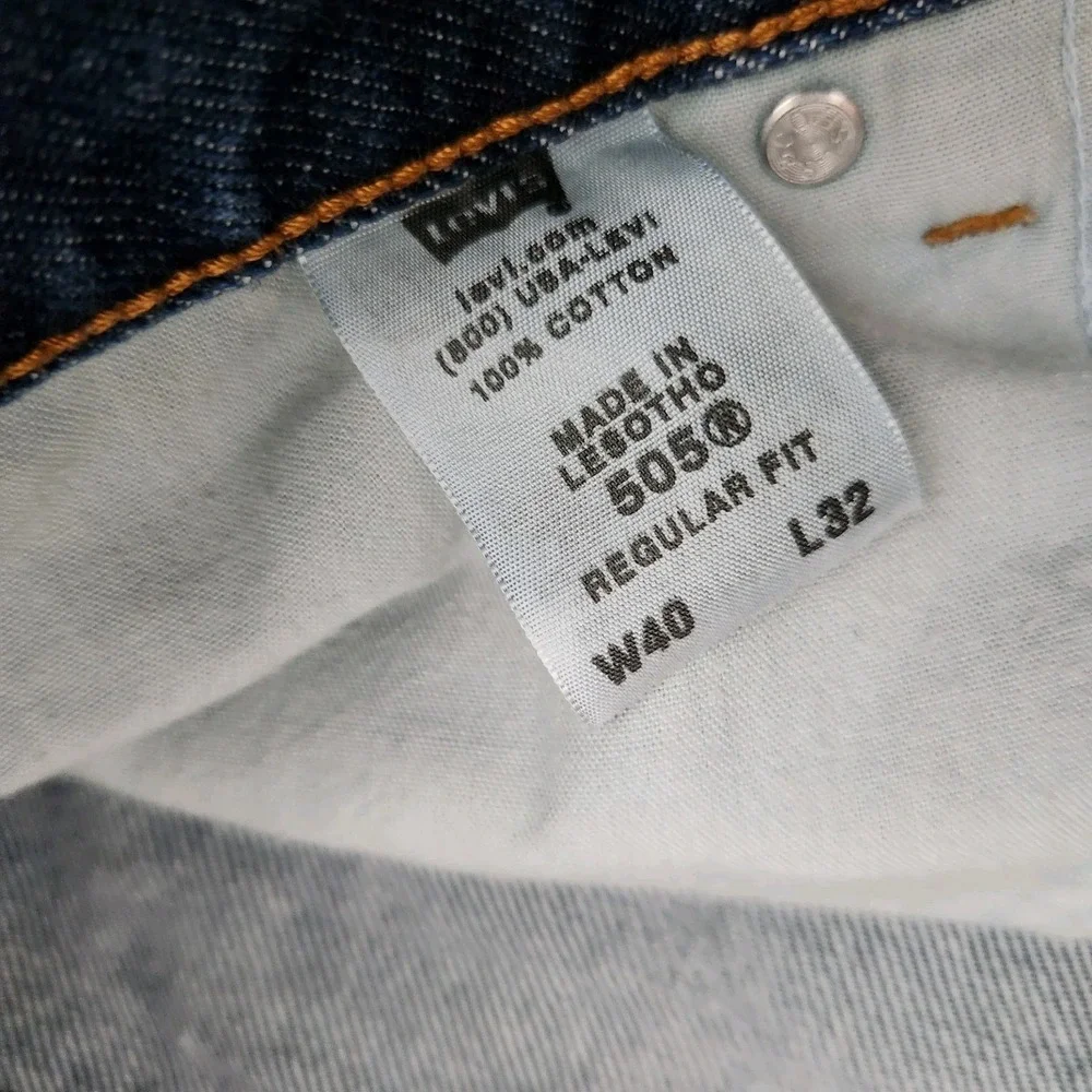 Levis‎ 505 Mens 40x32 Blue Medium Wash Regular Fit Denim Jeans